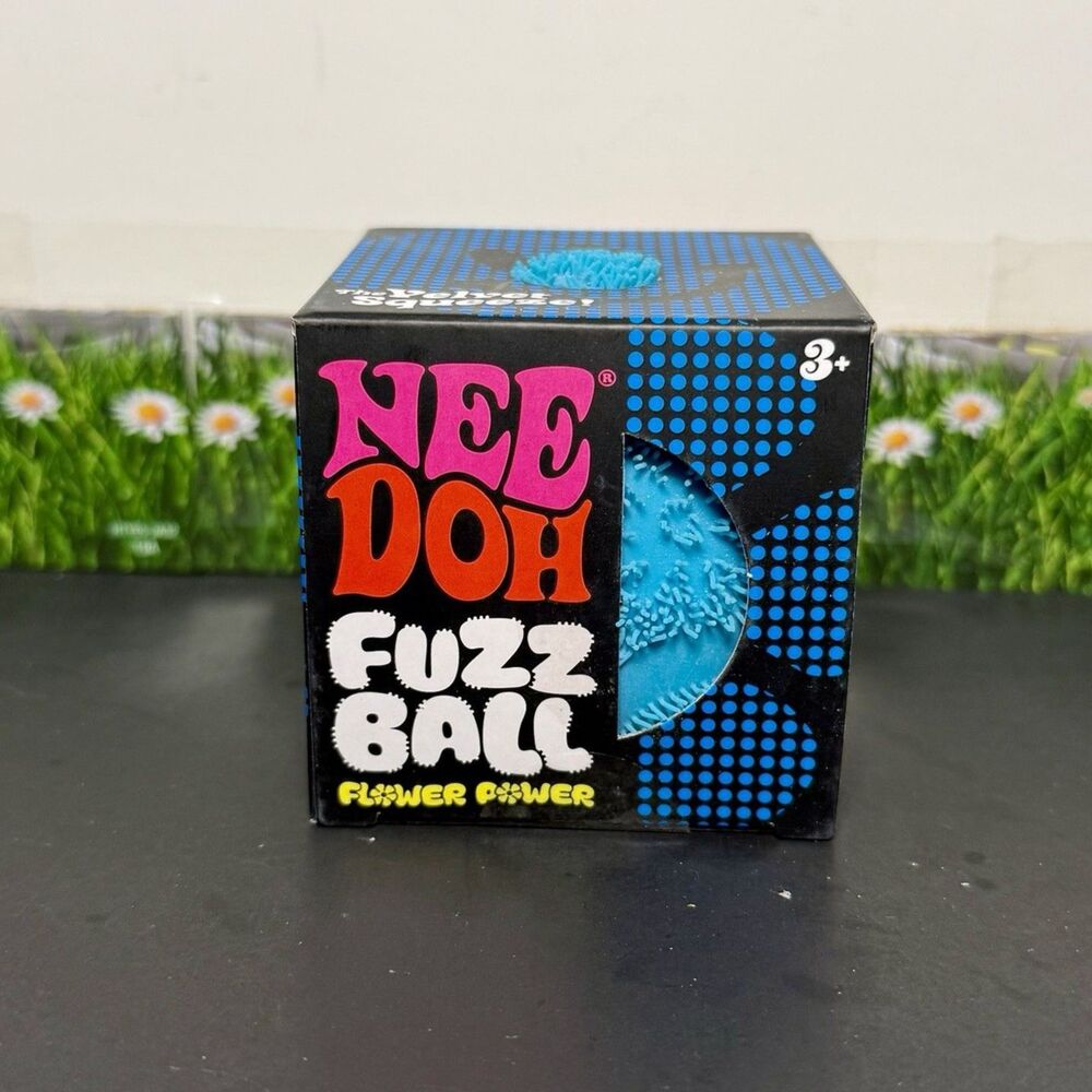 NeeDoh Flower Power Fuzz Ball Squishy Stress Ball Nee Doh Fuzzball (Blue)